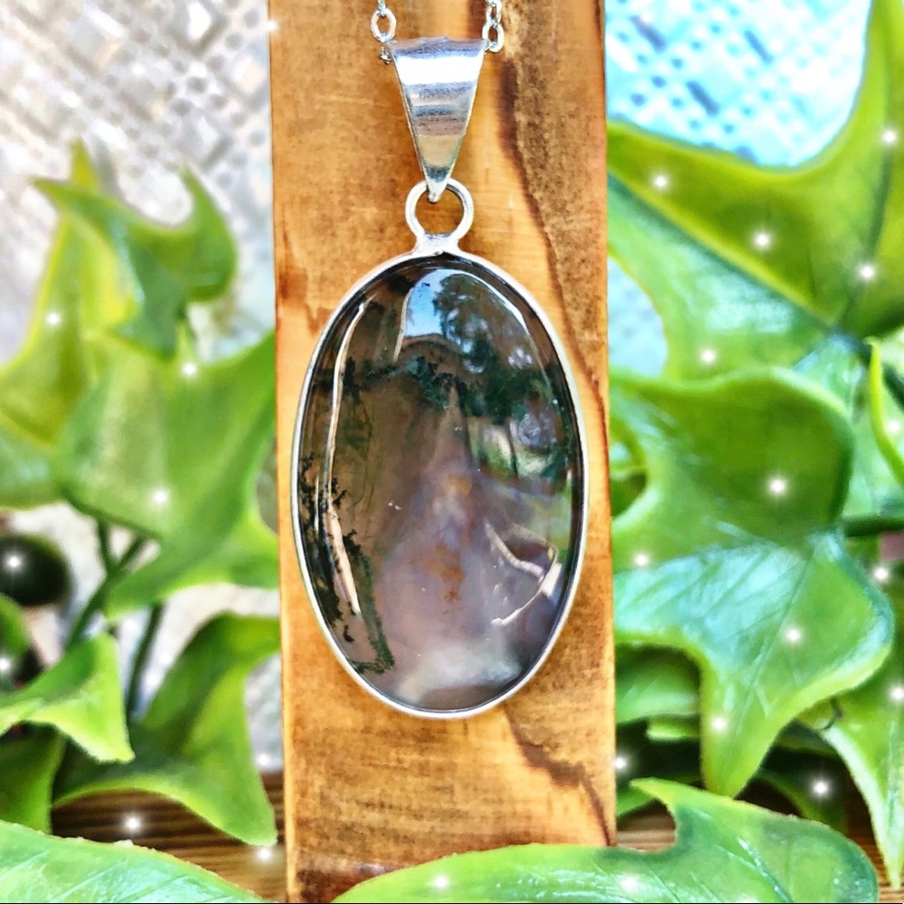 .925 Moss Agate Necklace🌿